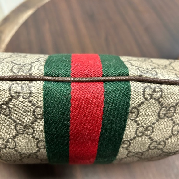 Gucci Beige and Brown Ophidia GG Shoulder Bag with Red and Green Stripe - Picture 6 of 16